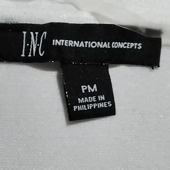 INC International Concepts White Lace Trim Wrap Top Petite Medium PM Long Sleeve - Picture 4 of 9